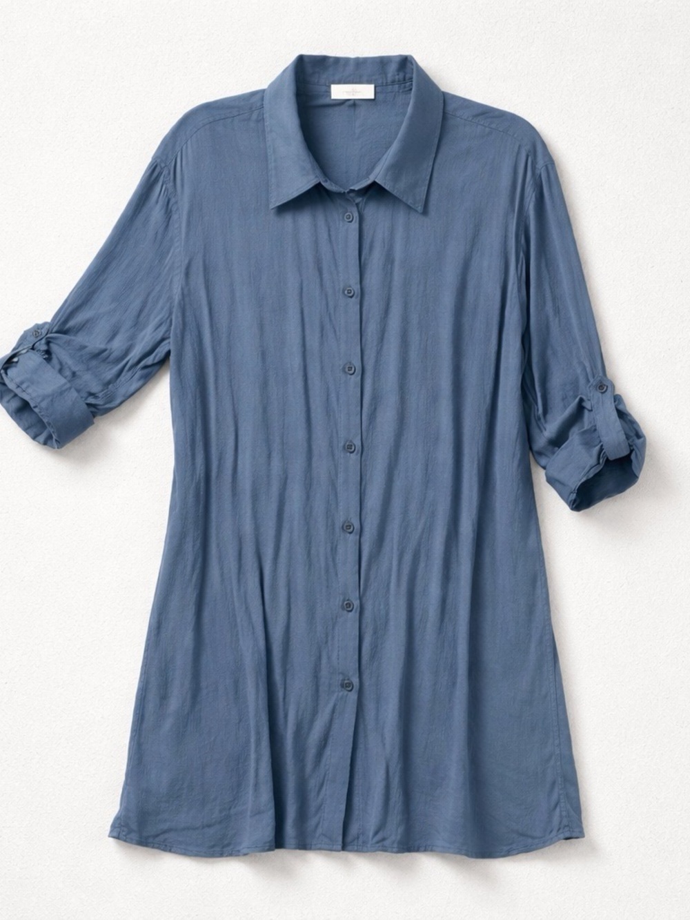 Elan Dusty Blue Button-Front Tunic